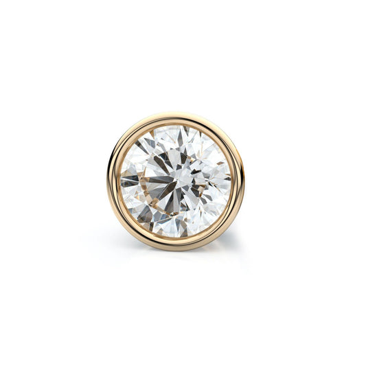 14k Yellow Gold Bezel Round Diamond Single Stud Earring 0.50ctw (5.2mm Ea), H-i Color, Vs Clarity