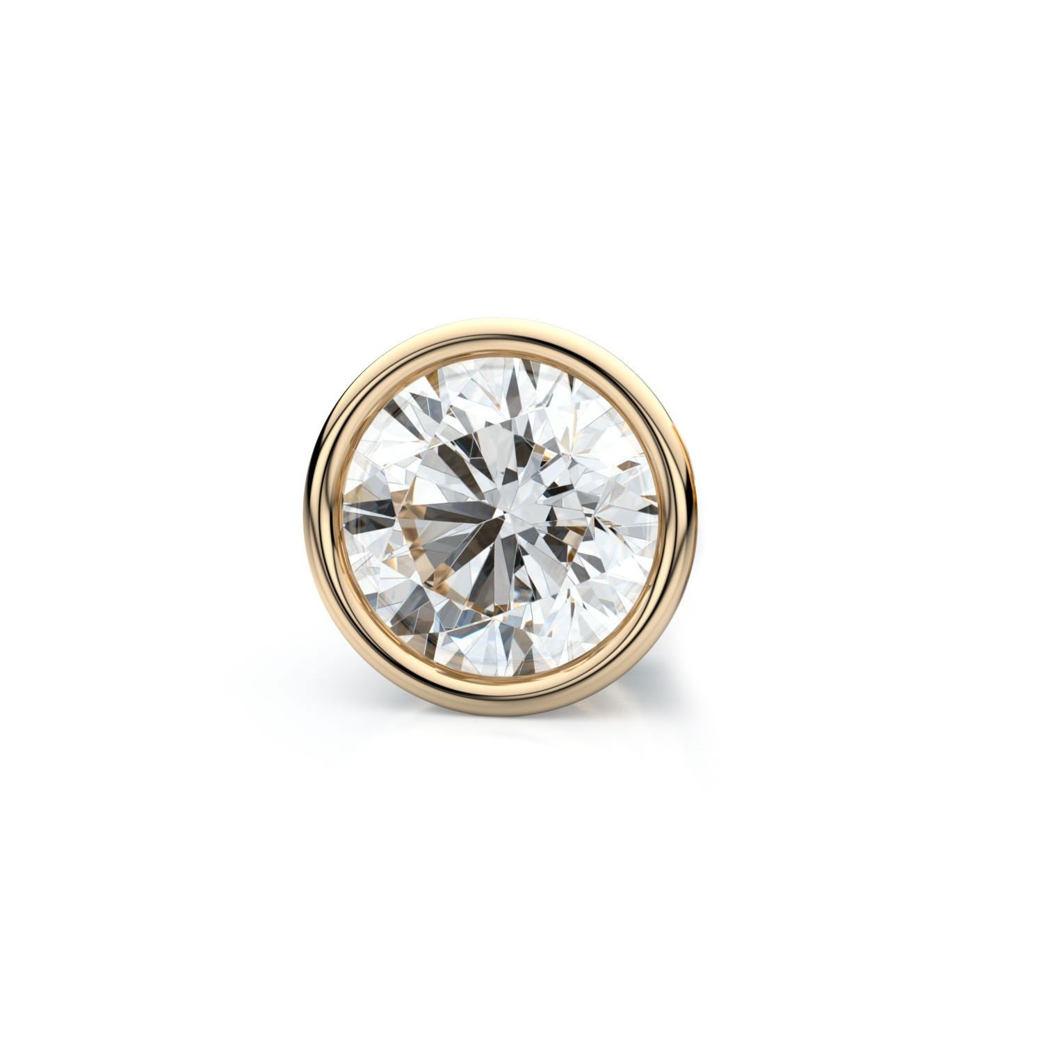 Bezel-Set Round Diamond Stud Earrings in 18K Yellow Gold