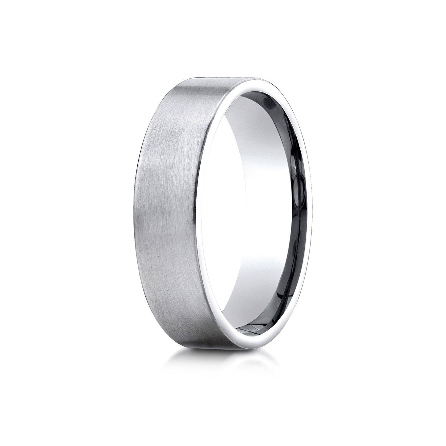 14k White Gold 6mm Comfort-fit Satin-finished Carved Design Band