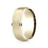 14k Yellow Gold 8 มม. Comfort Fit Knurled Drop Bevel สายดีไซน์ซาตินเสร็จสิ้น