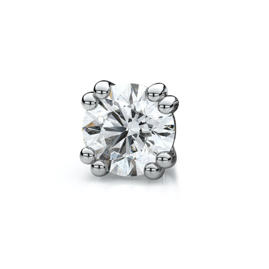 14k White Gold Double Prong Round Diamond Single Stud Earing 0.50ctw (5.2mm Ea), Hi Color, Vs Clarity