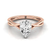 14kr Pear Twisted Shank Hidden Halo Solitaire Engagement Ring With 17 Prong Set Round Diamonds Sz 7.5