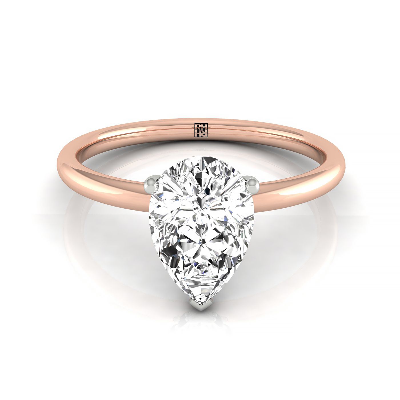 14kr Pear Double Hidden Halo Solitaire Engagement Ring With 25 Prong Set Round Diamonds