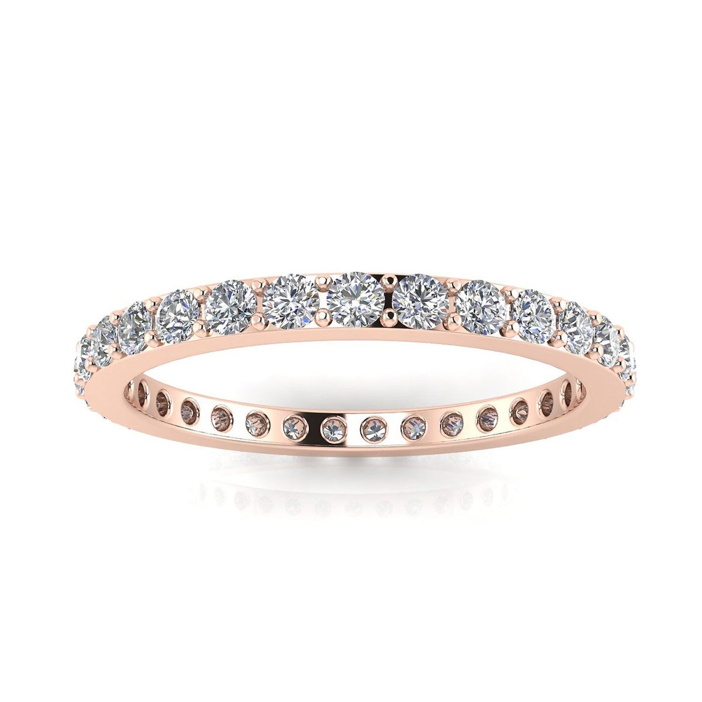 แหวนไพลินเจียระไนเพชรกลมตั้ง Eternity Ring กุหลาบทอง 14k (1.56 กะรัต Tw.) ขนาดแหวน 8