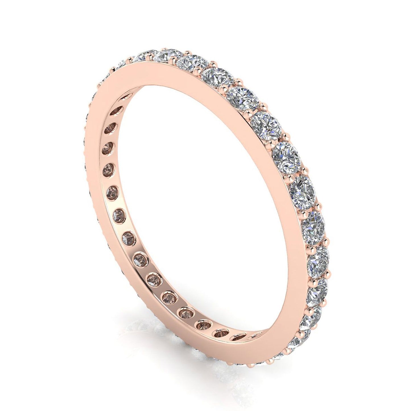 แหวนไพลินเจียระไนเพชรกลมตั้ง Eternity Ring กุหลาบโกลด์ 14k (1.43 กะรัต Tw.) ขนาดแหวน 5.5