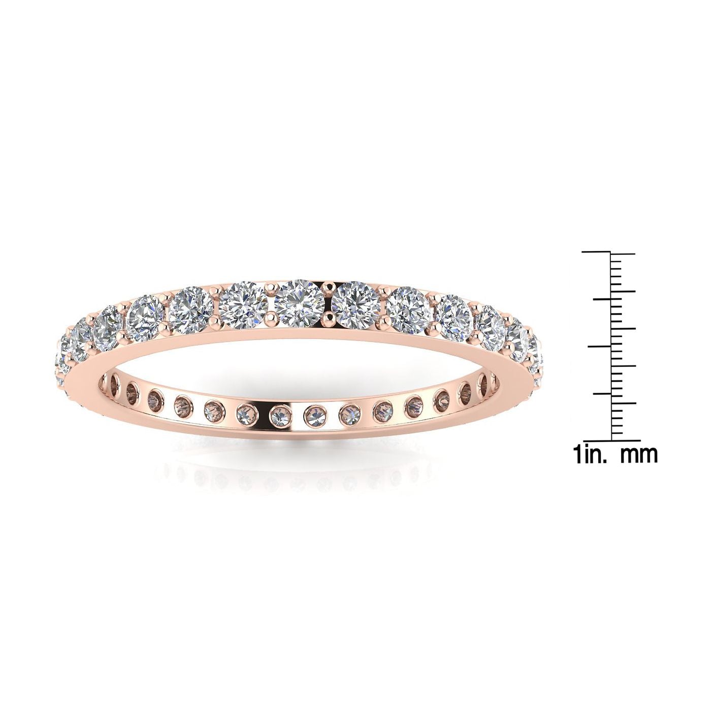 แหวนไพลินเจียระไนเพชรกลมตั้ง Eternity Ring กุหลาบทอง 14k (1.37 กะรัต Tw.) ขนาดแหวน 5