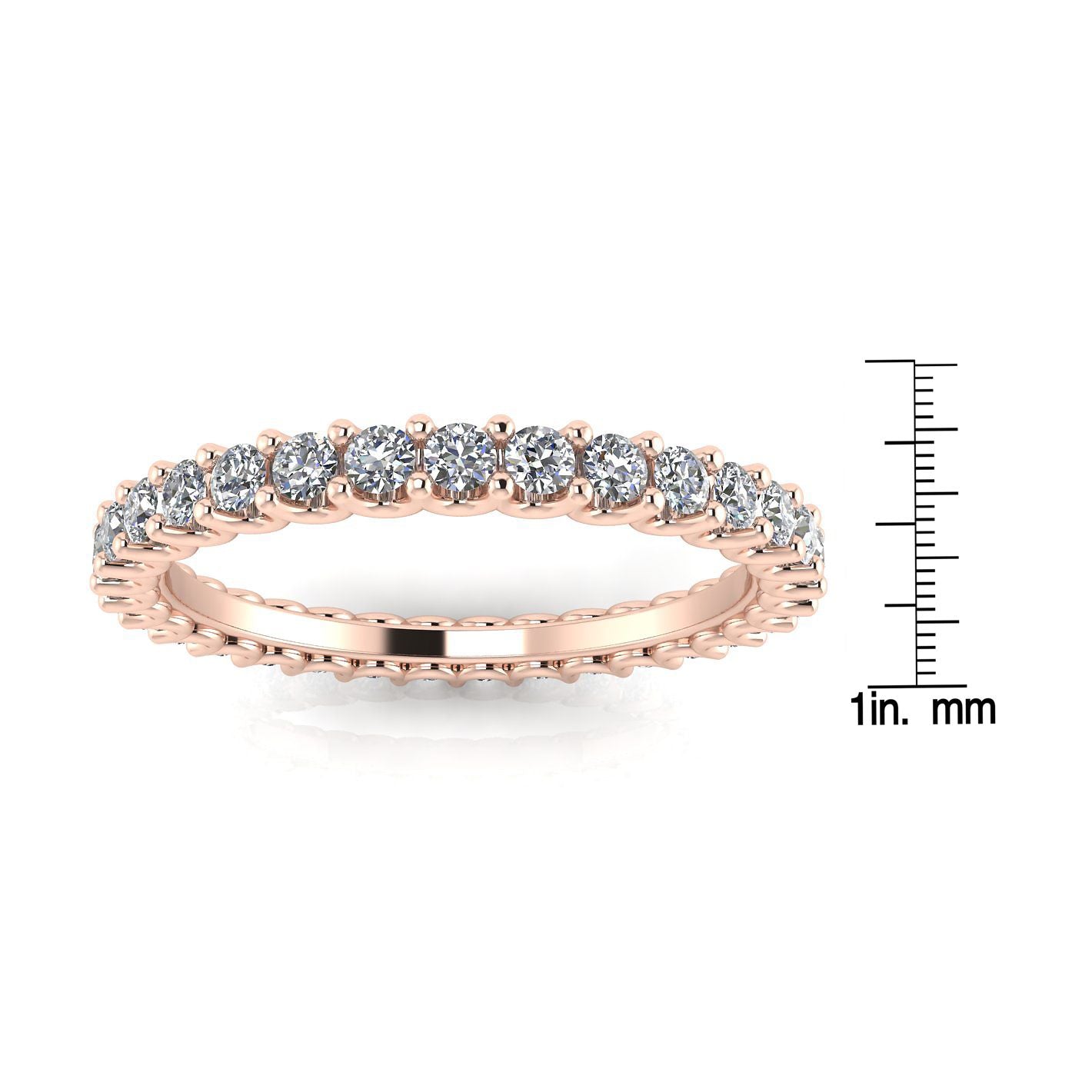 Round Brilliant Cut Diamond Shared Prong Set Eternity Ring In 14k Rose Gold  (1.43ct. Tw.) Ring Size 5.5
