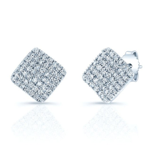 14k White Gold 0.70 Ctw Square Stud Earrings