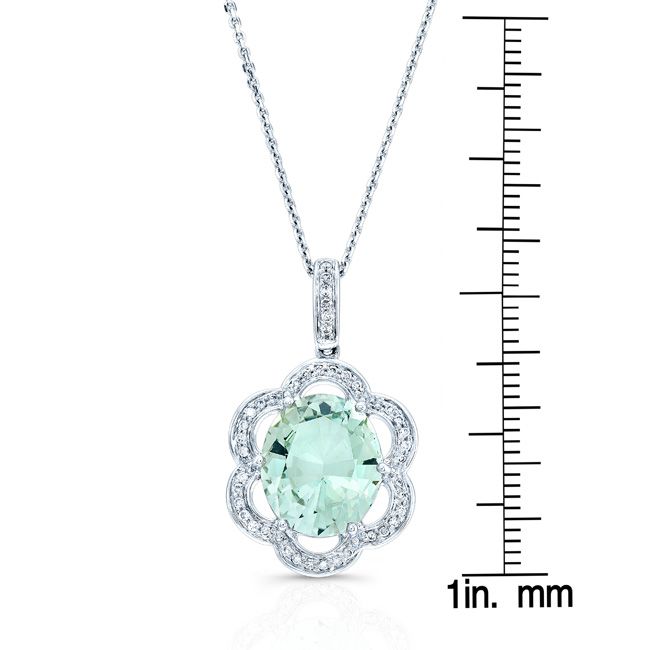 14kw Green Quartz And Diamond Pendant