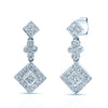 Diamond Princess/round Dangle Earrings 14k White Gold