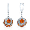 Citrine & Diamond Drop Earrings In 14k White Gold