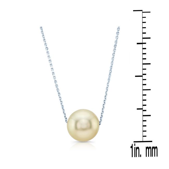 Gonden Pearl Floating Pendant In 14k White Gold