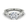 Plat Round Twisted Shank Hidden Halo Solitaire Engagement Ring With 16 Prong Set Round Diamonds