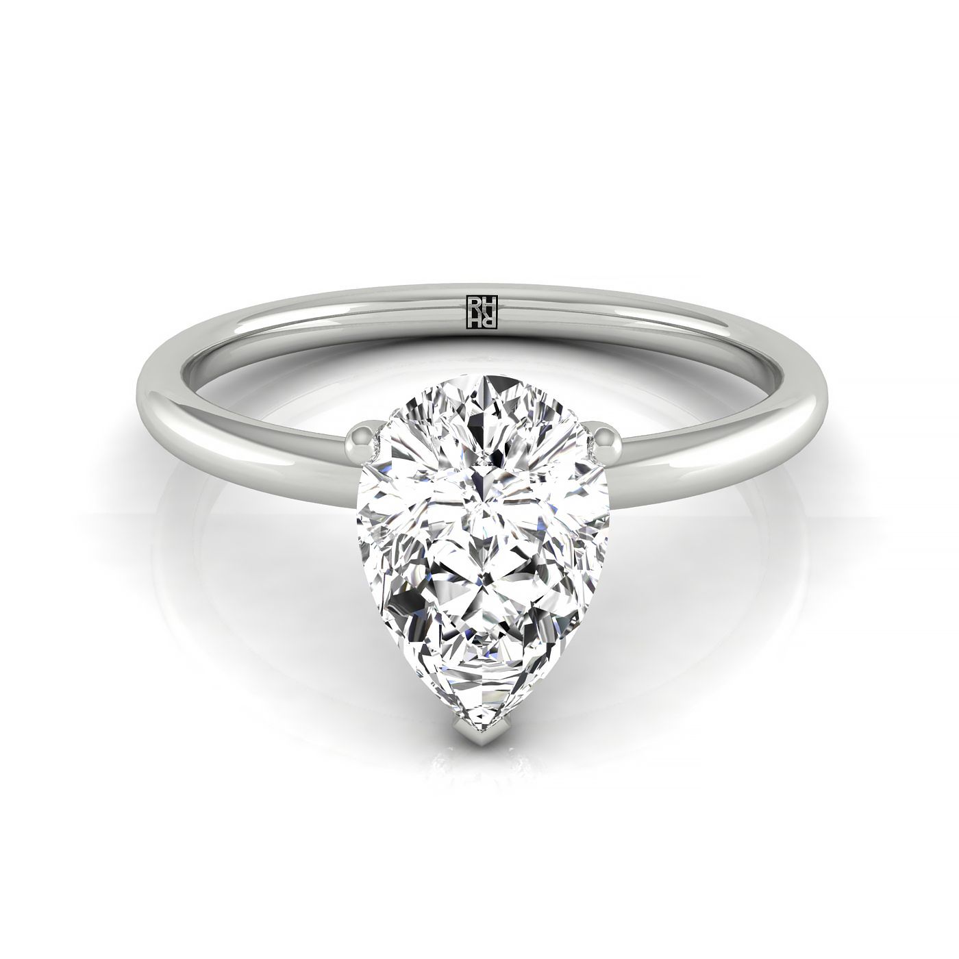 18kw Pear Double Hidden Halo Solitaire Engagement Ring With 25 Prong Set Round Diamonds