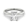 14kw Radiant Solitaire Engagement Ring With Upper Hidden Halo With 16 Prong Set Round Diamonds