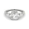 18kw Bezel Set Radiant Engagement Ring With 6 Clover Bezel Set Round Diamonds On Shank