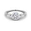 Plat Bezel Set Round Engagement Ring With 6 Clover Bezel Set Round Diamonds On Shank