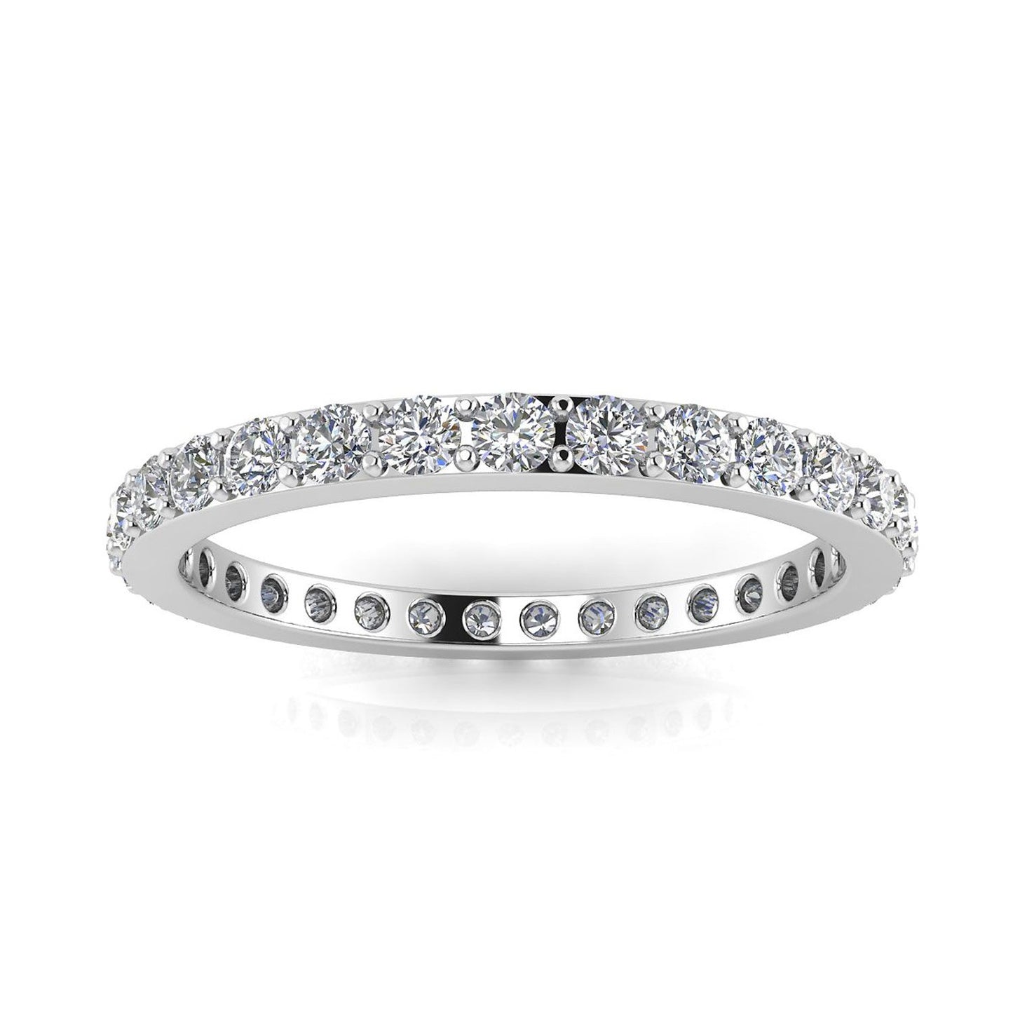 แหวนไพลินเจียระไนเพชรกลมตั้ง Eternity Ring ทองคำขาว 18k (0.47 กะรัต Tw.) ขนาดแหวน 6.5