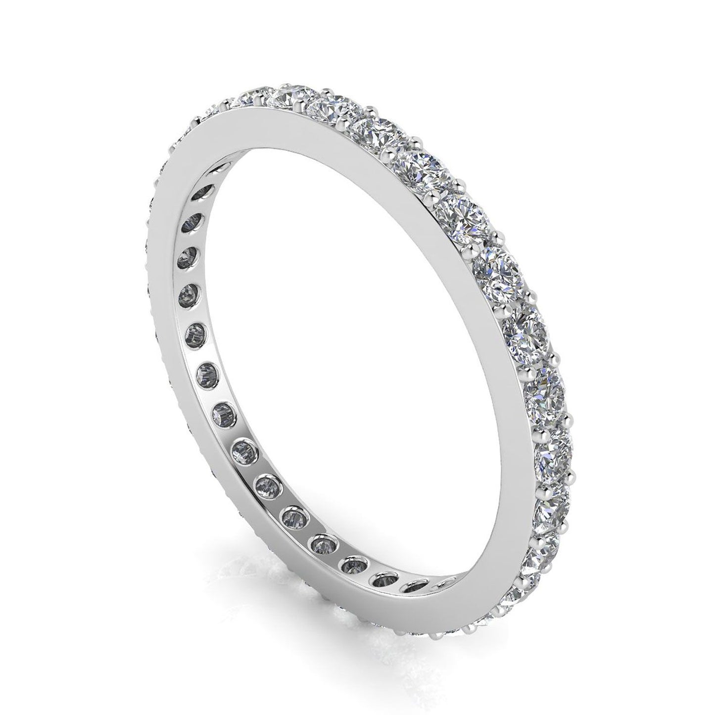 Round Brilliant Cut Diamond Pave Set Eternity Ring In 18k White Gold  (0.46ct. Tw.) Ring Size 6
