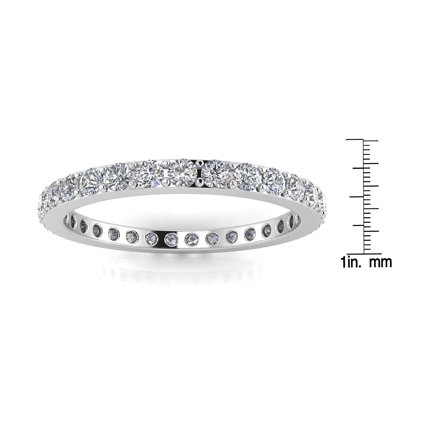 Round Brilliant Cut Diamond Pave Set Eternity Ring In 18k White Gold  (0.46ct. Tw.) Ring Size 6