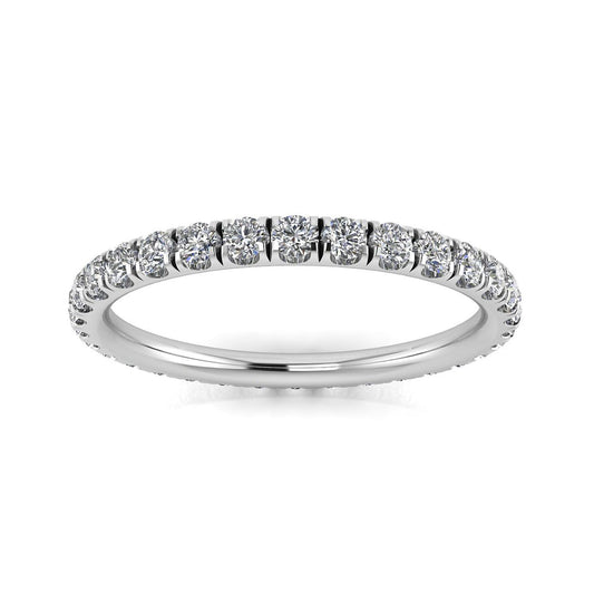 Round Brilliant Cut Diamond Split Prong Set Eternity Ring In 18k White Gold  (0.61ct. Tw.) Ring Size 4