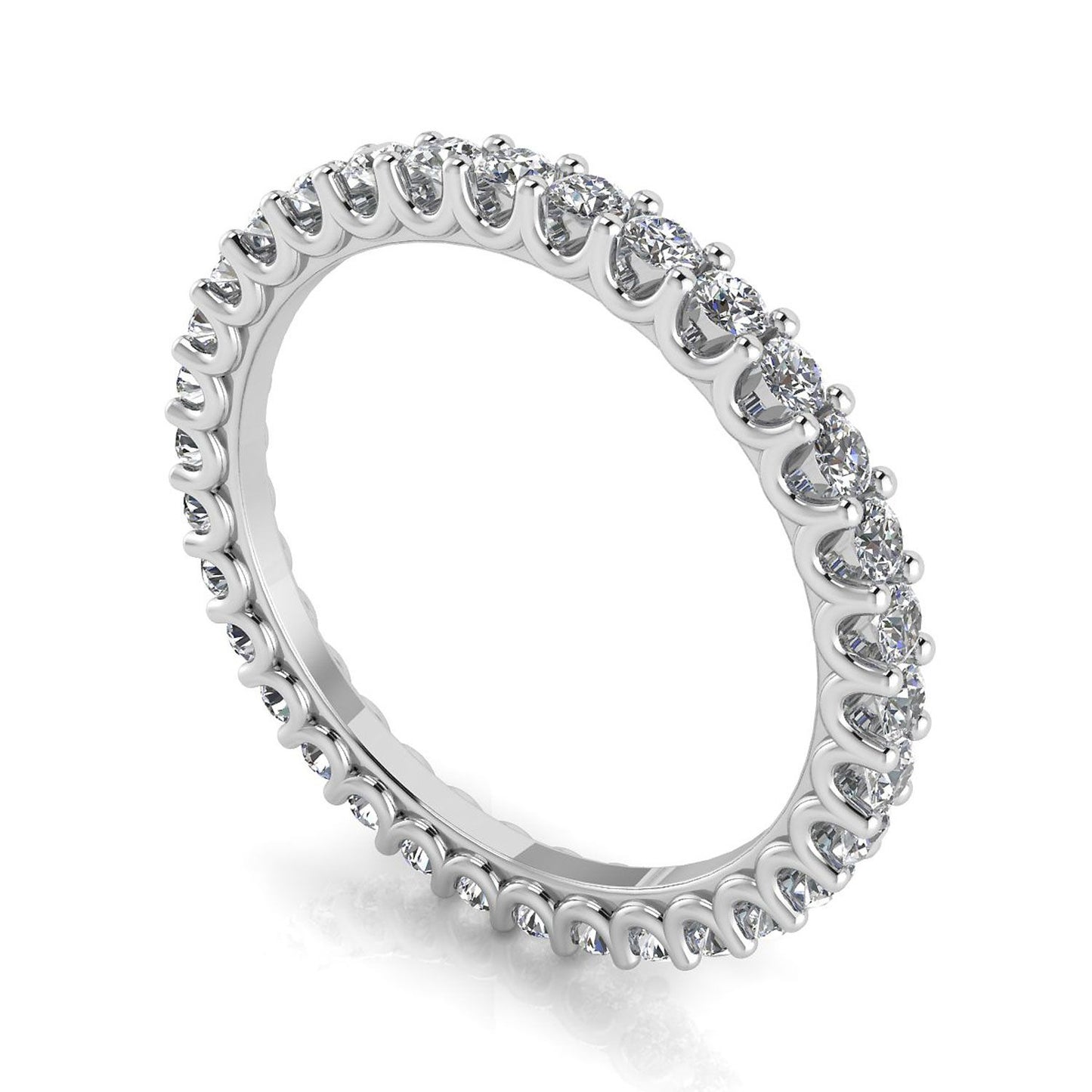 Round Brilliant Cut Diamond Shared Prong Set Eternity Ring In Platinum  (1.37ct. Tw.) Ring Size 4