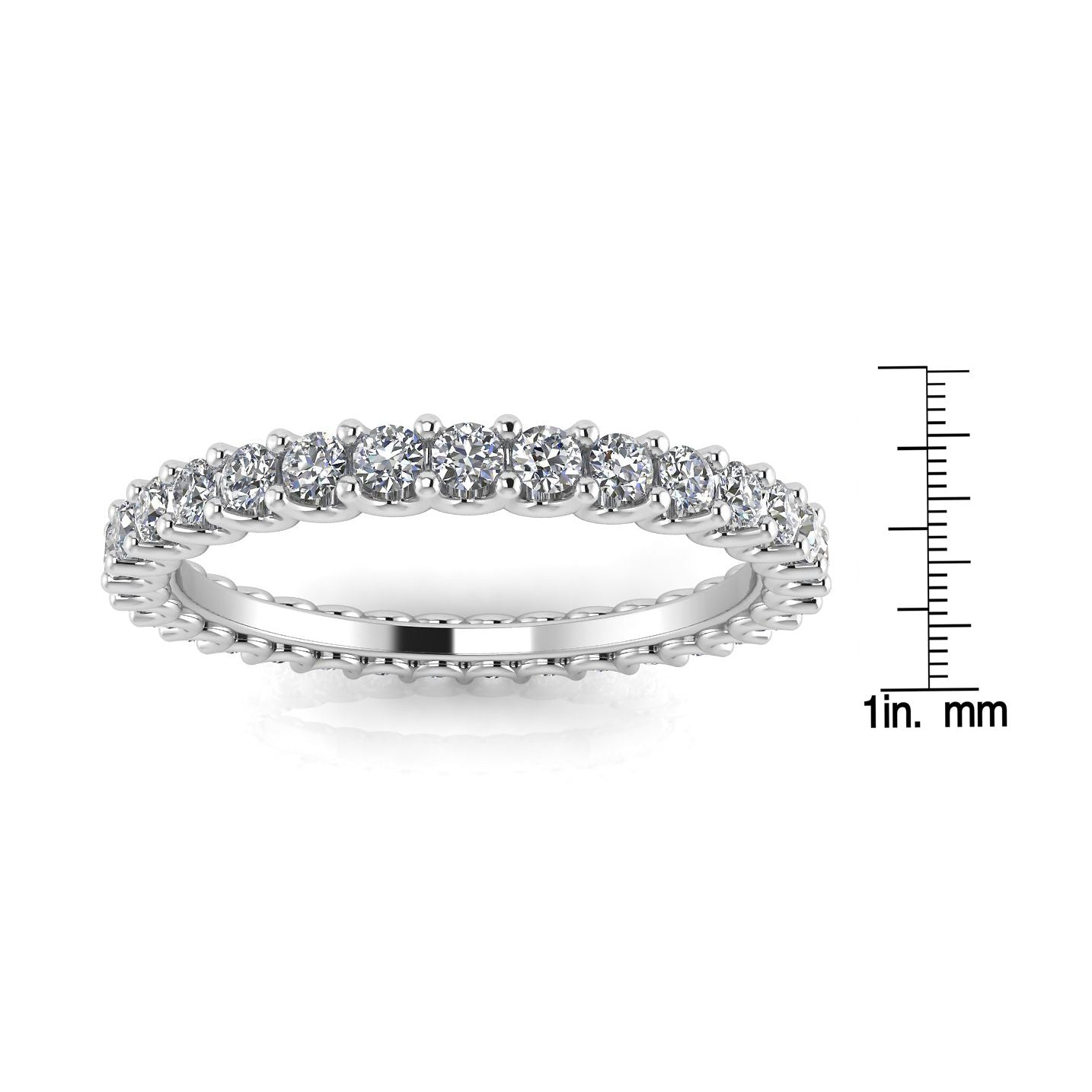 Round Brilliant Cut Diamond Shared Prong Set Eternity Ring In 18k White Gold  (0.83ct. Tw.) Ring Size 4