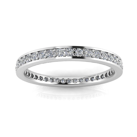 Round Brilliant Cut Diamond Channel Pave Set Eternity Ring ทองคำขาว 14k (0.51ct. Tw.) ขนาดแหวน 8.5