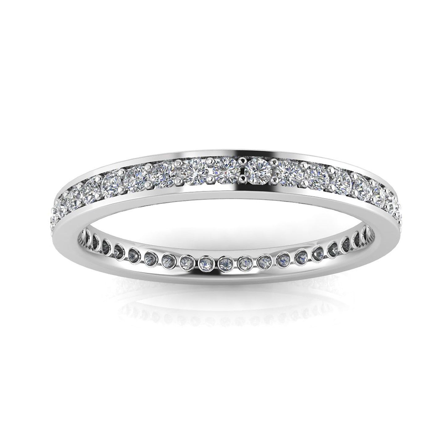 Round Brilliant Cut Diamond Channel Pave Set Eternity Ring ทองคำขาว (0.5 กะรัต Tw.) ขนาดแหวน 8