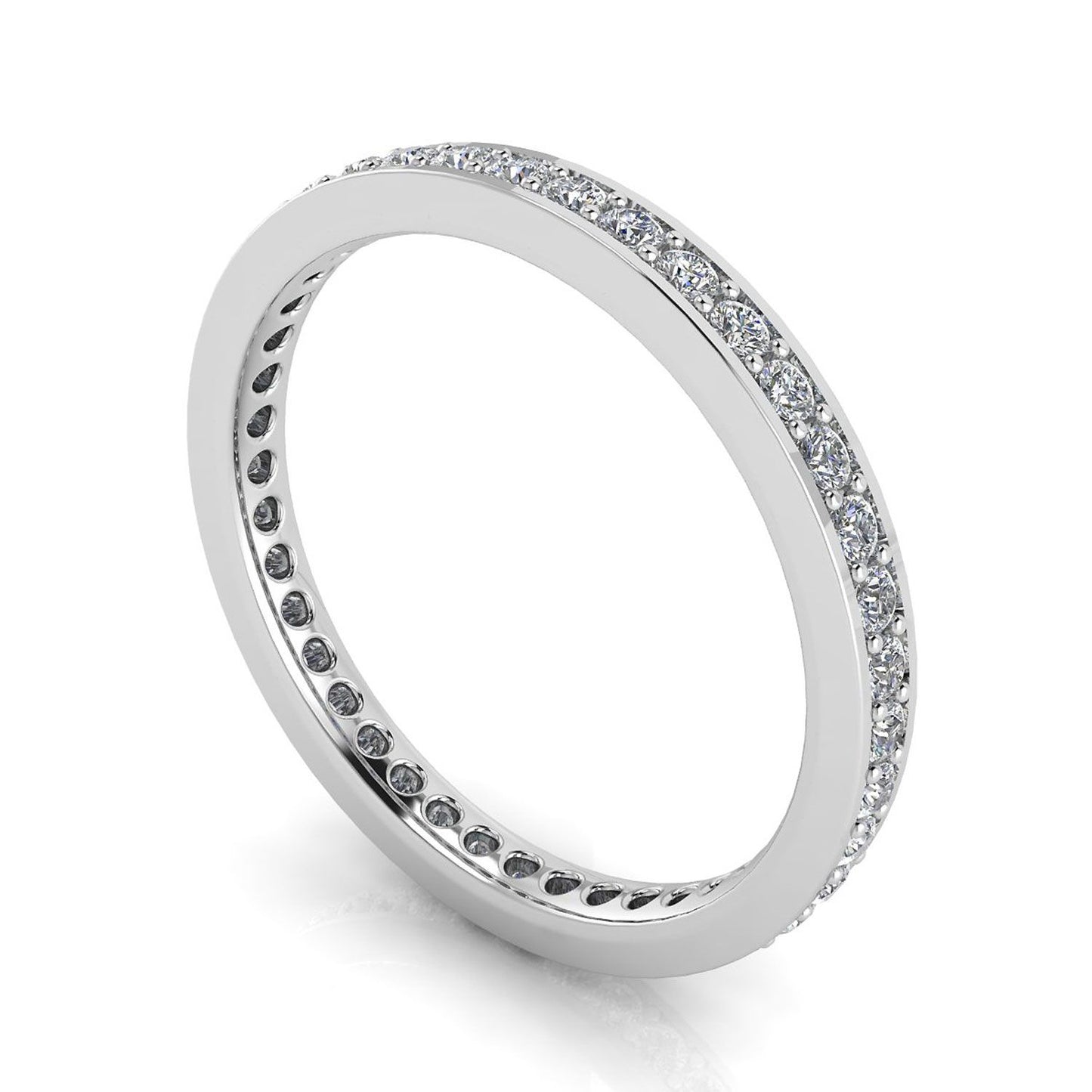 Round Brilliant Cut Diamond Channel Pave Set Eternity Ring In 18k White Gold  (0.35ct. Tw.) Ring Size 8.5