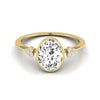 14ky Bezel Set Oval Engagement Ring With 6 Clover Bezel Set Round Diamonds On Shank