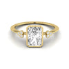 14ky Bezel Set Radiant Engagement Ring With 6 Clover Bezel Set Round Diamonds On Shank