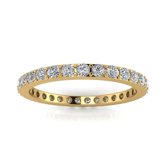 Round Brilliant Cut Diamond Pave Set Eternity Ring ทองคำ 14k สีเหลือง (0.72 กะรัต Tw.) ขนาดแหวน 7.5