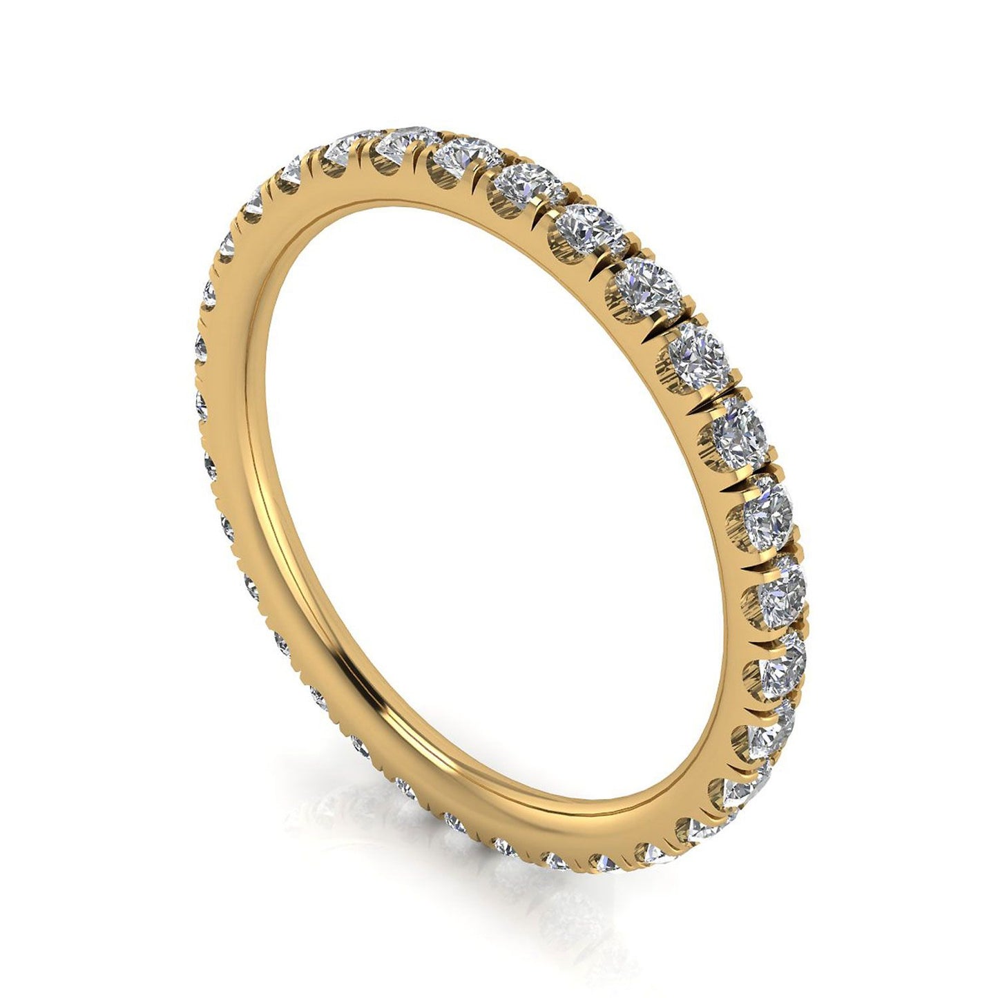 Round Brilliant Cut Diamond Split Prong Set Eternity Ring In 14k Yellow Gold  (0.66ct. Tw.) Ring Size 5