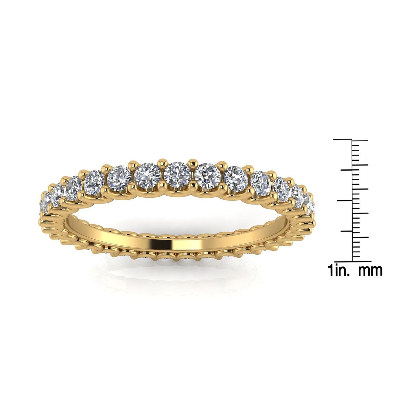 Round Brilliant Cut Diamond Shared Prong Set Eternity Ring In 18k Yellow Gold  (0.51ct. Tw.) Ring Size 8