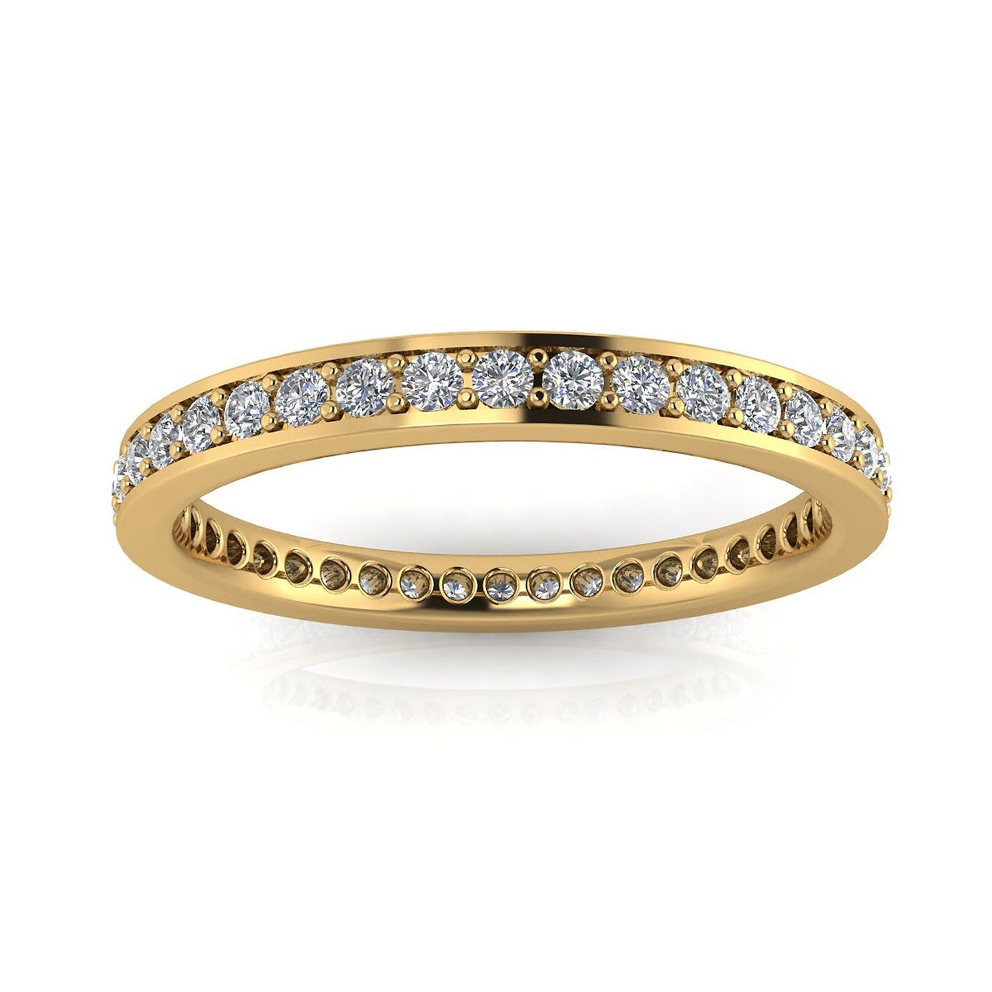 Round Brilliant Cut Diamond Channel Pave Set Eternity Ring In 14k Yellow Gold  (0.68ct. Tw.) Ring Size 6