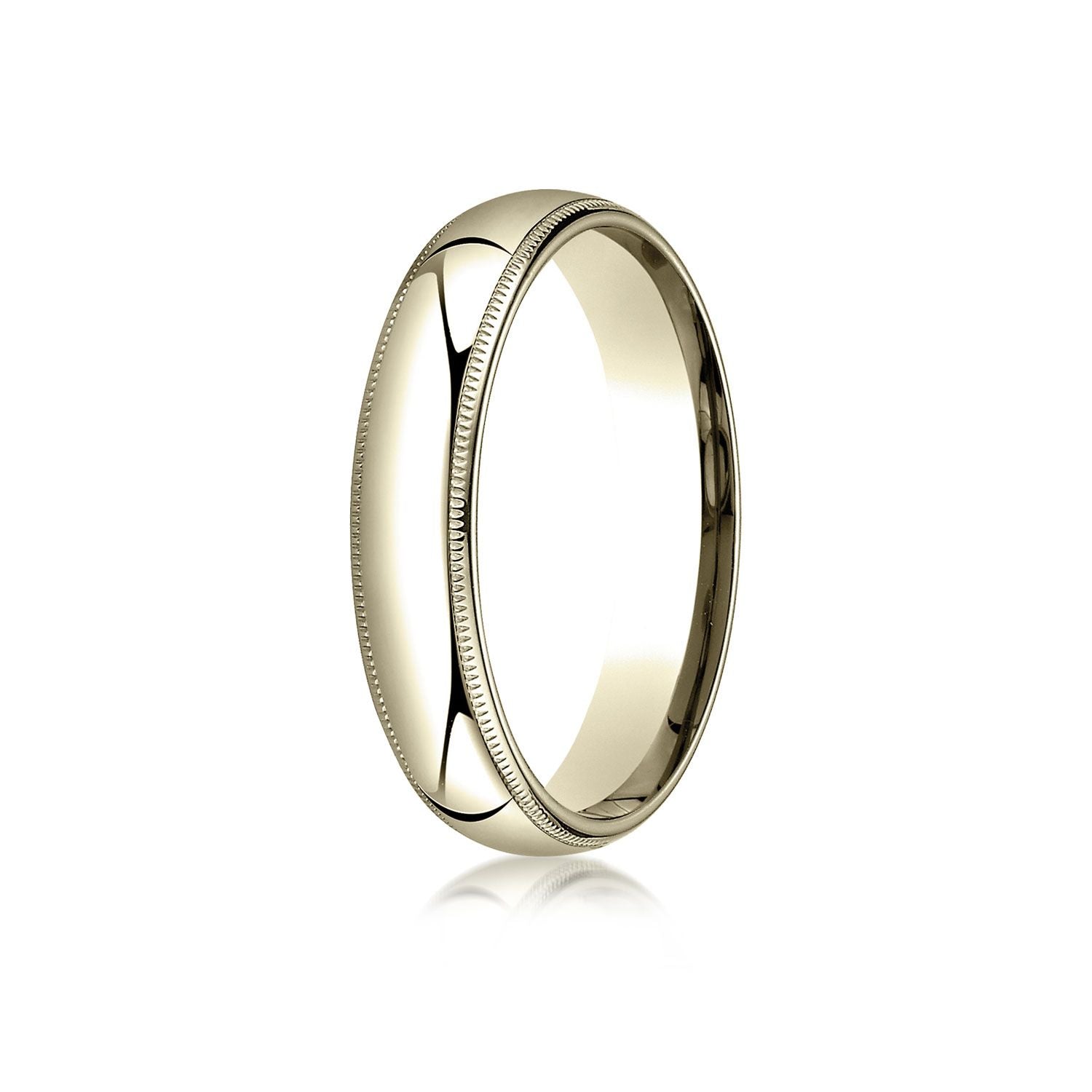 18k Yellow Gold 5mm Slightly Domed Standard Comfort-fit Ring With Milgrain