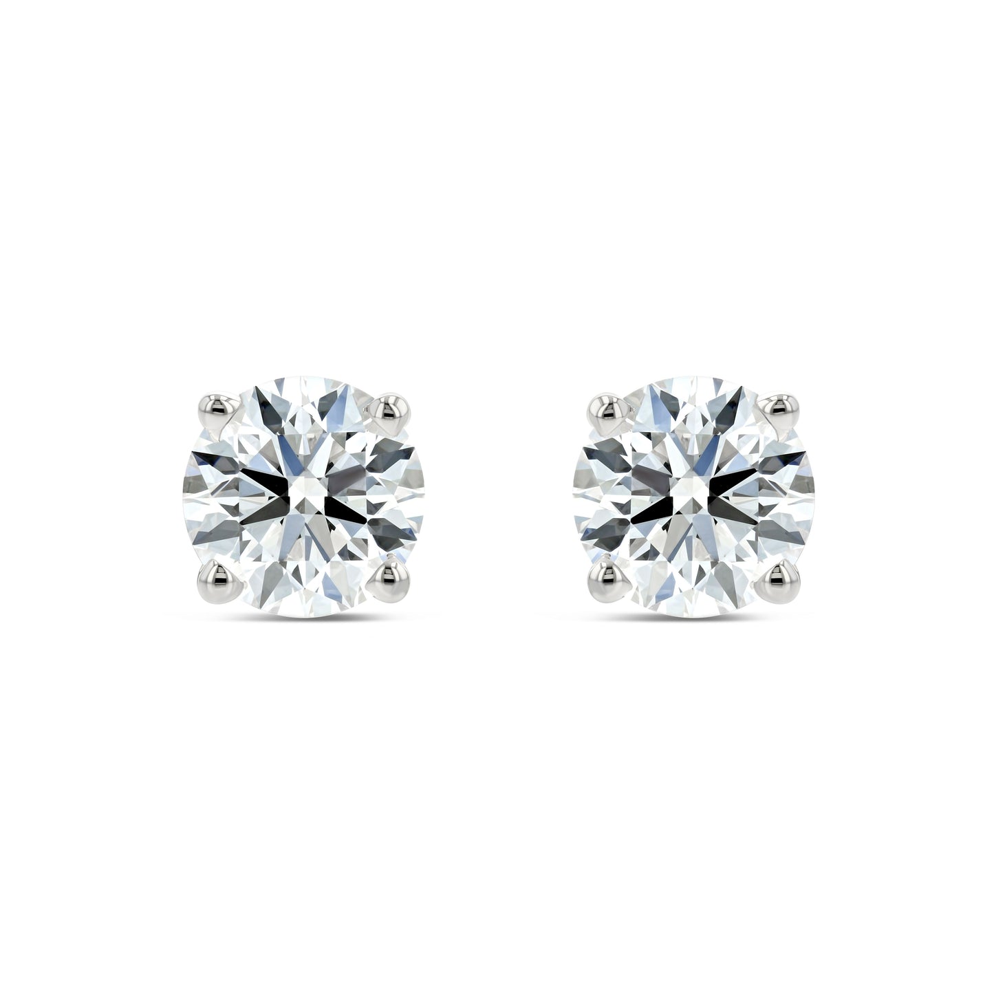 Platinum 4-prong Round Diamond Stud Earrings 1ctw (5.00mm Ea), H Color, Si3-i1 Clarity