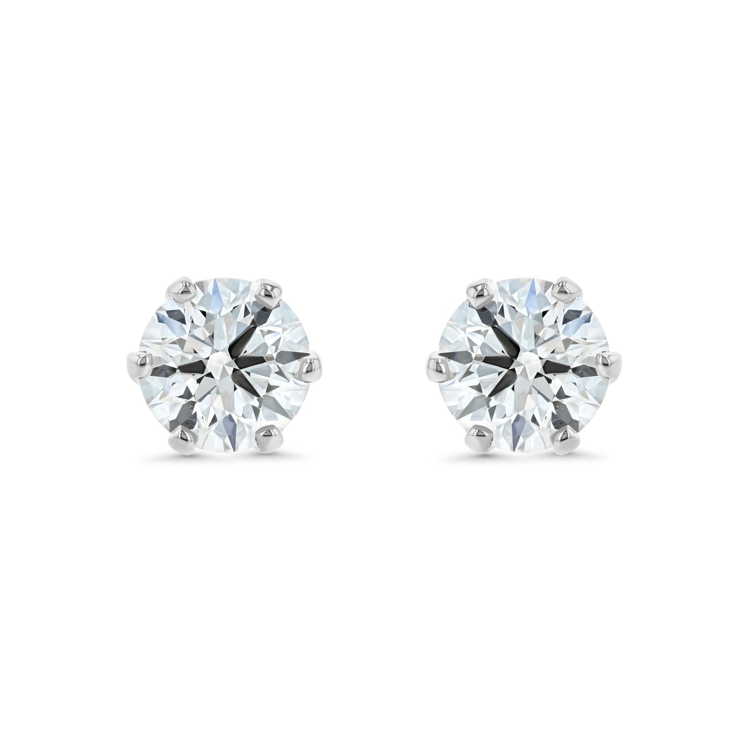 14k White Gold 6-prong Round Brilliant Diamond Stud Earrings (0.52 Ct. T.w., Si1-si2 Clarity, J-k Color)