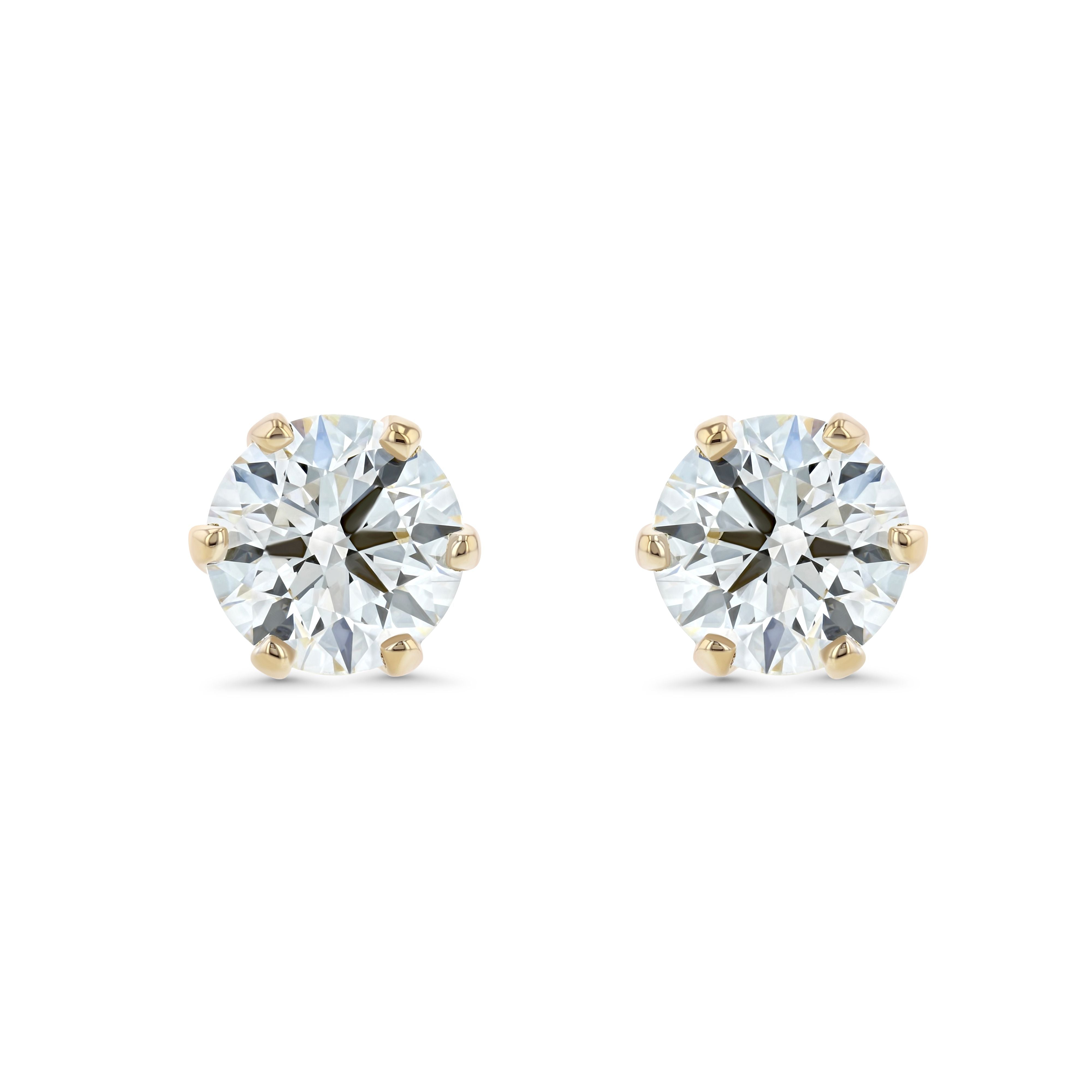 14k Yellow Gold 6-prong Round Brilliant Diamond Stud Earrings (1 Ct. T.w.,  Si1-si2 Clarity, J-k Color)