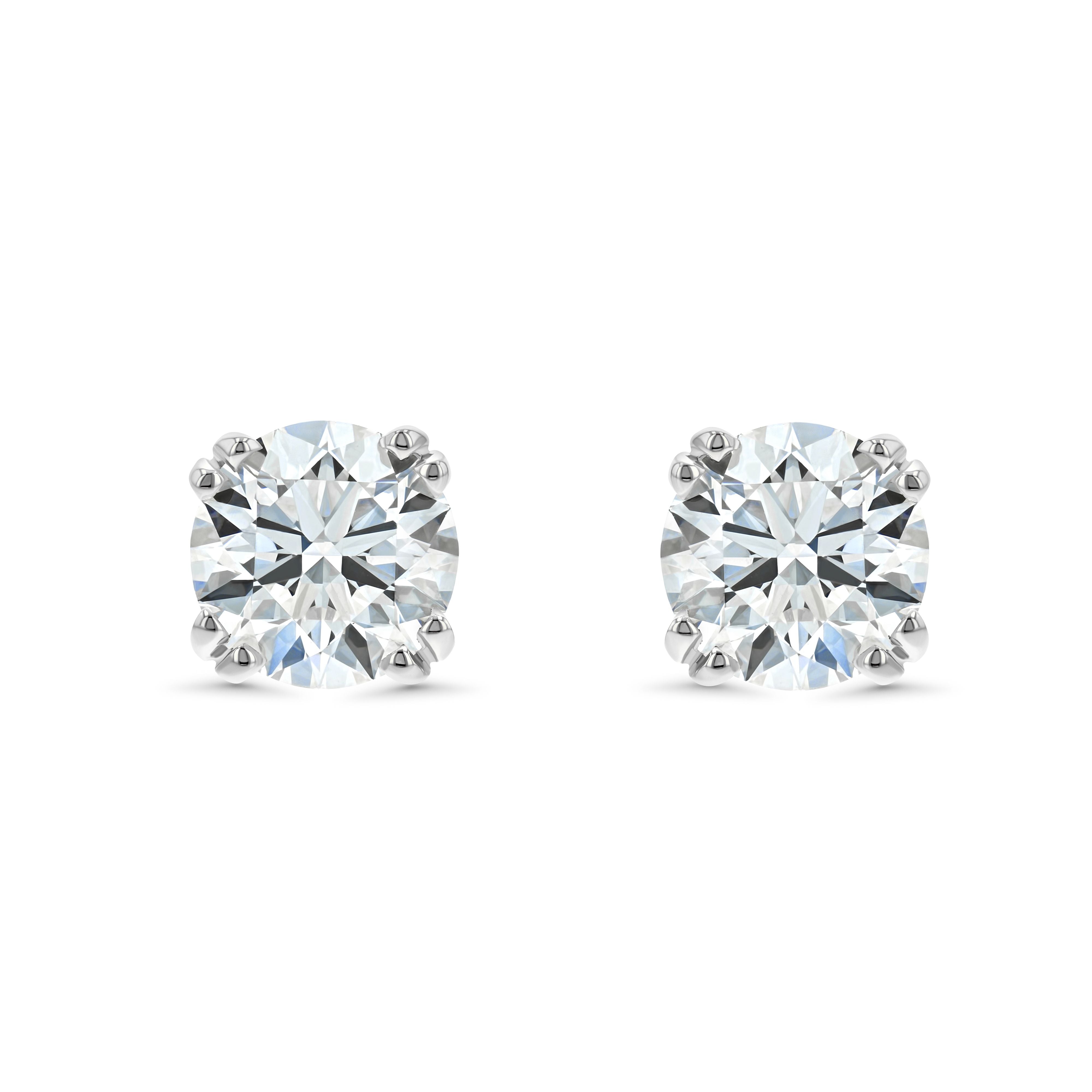 14k White Gold 8-prong Round Brilliant Diamond Stud Earrings (1 Ct