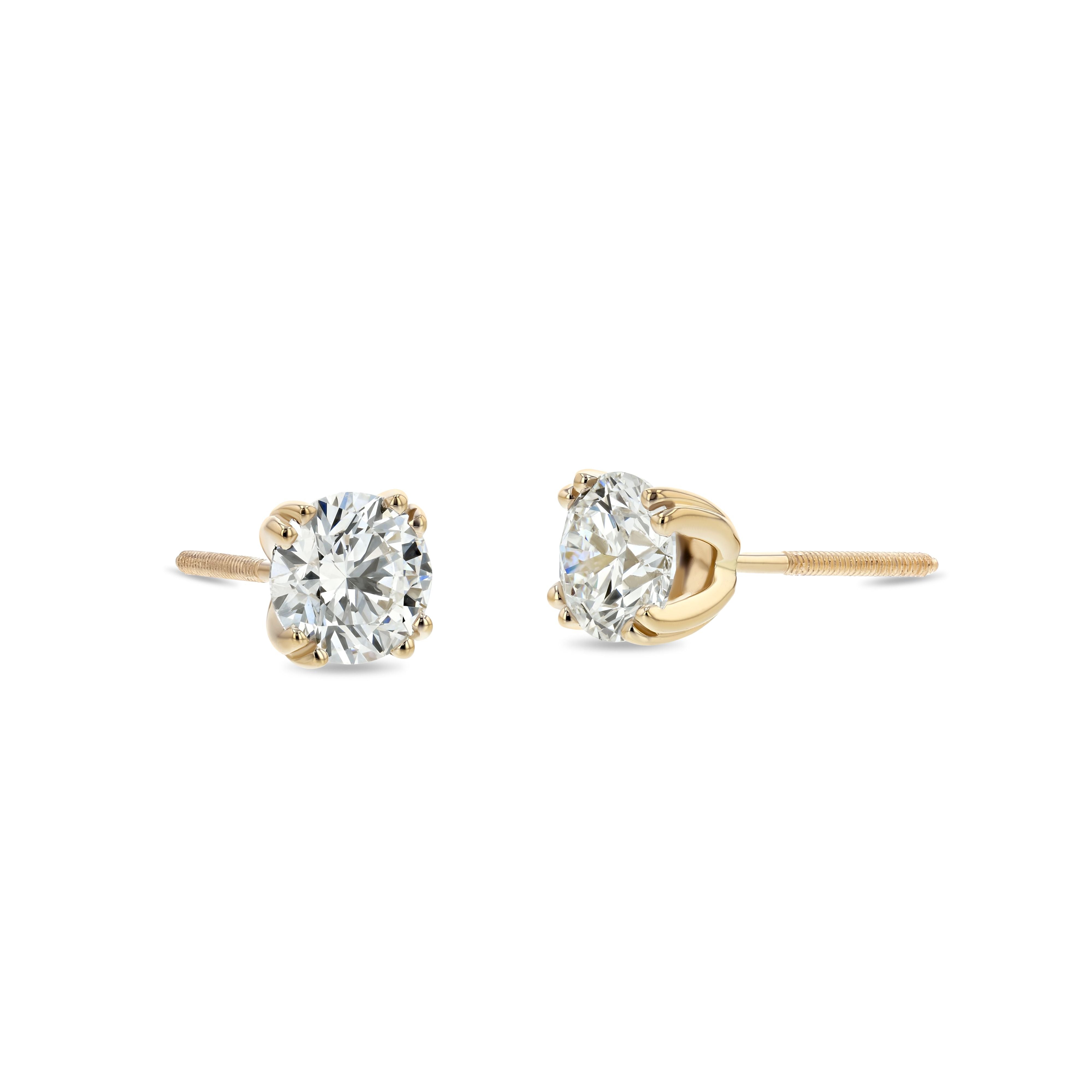 Buy Solid Gold|14k Gold Moissanite Stud Earrings 6mm Round Cut - Screw-back  Fine Jewelry