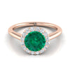 14K Rose Gold Round Brilliant Emerald แบ่งปันแหวนหมั้นเพชรง่าม Halo -1/5ctw