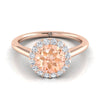 14K Rose Gold Round Brilliant Morganite แบ่งปันแหวนหมั้นเพชรง่าม Halo -1/5ctw