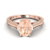 แหวนหมั้น Morganite วงรี Morganite 14K Rose Gold สลักมือสไตล์วินเทจสไตล์วิหาร Solitaire แหวนหมั้น