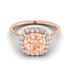 14K Rose Gold Round Brilliant Morganite Simple Prong Set Halo Engagement Ring -1/3ctw