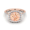 14K Rose Gold Round Brilliant Morganite แบ่งปันแหวนหมั้นเพชรง่าม Halo -3/8ctw