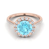 แหวนหมั้นเพชร Aquamarine Aquamarine 14K Rose Gold -3/8ctw