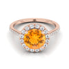 14K Rose Gold Citrine Citrine Halo Diamond Pave แหวนหมั้น -3/8ctw