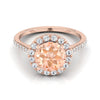 แหวนหมั้นเพชร Morganite Morganite Halo 14K Rose Gold -3 / 8ctw